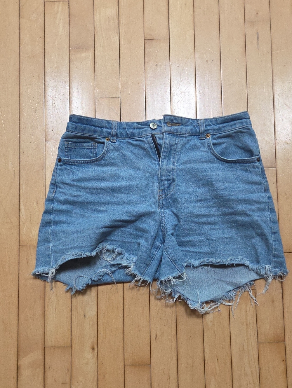 H&M Light Blue Distressed Denim Cutoff Shorts
